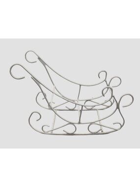 Christmas holiday Santa sleigh white metal decoration 9x6.5" READ